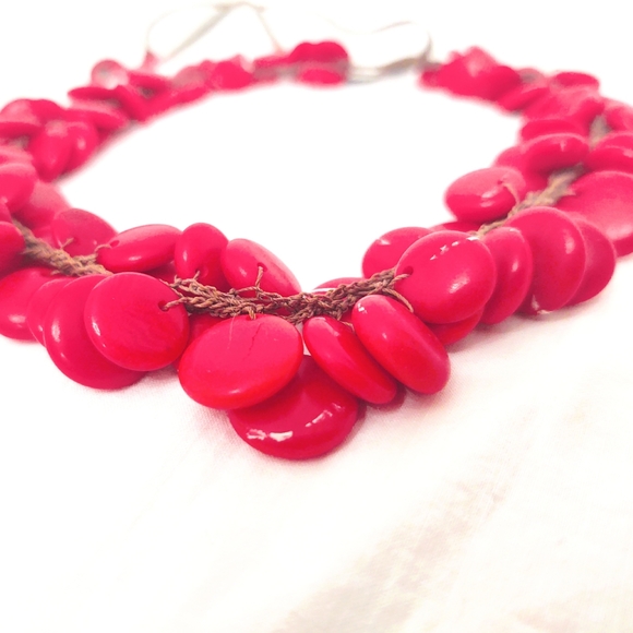 Vintage Red Coral Disk Adjustable Necklace - Picture 3 of 8